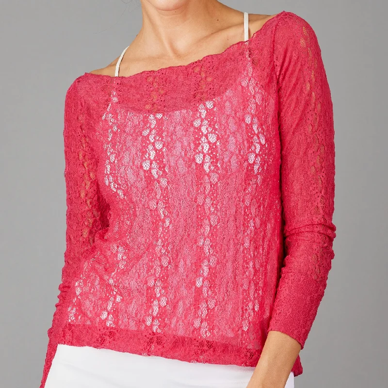 Lace Pullover Top (fuchsia)