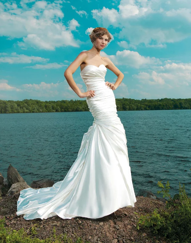 Plus Size Sweetheart Neckline Rouched Mermaid Wedding Dresses Online - #3666