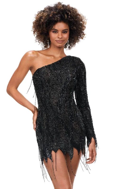 Ashley Lauren 4563 - Fringed Hem Cocktail Dress