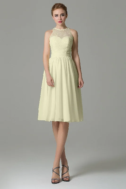 A-Line Knee Length Lace Short Bridesmaid Dress COZK16003