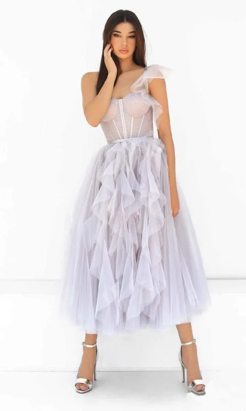 Tarik Ediz - 51042 Ruffle Draped Tulle Dress