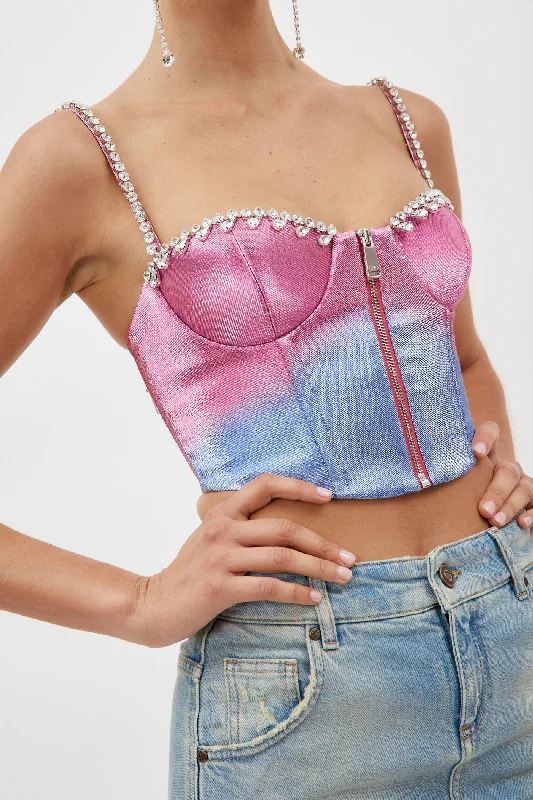 Ombre Pink Multi Crystal Bustier