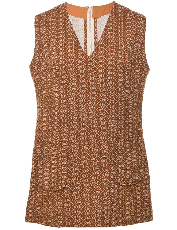 Brown Sleeveless Dress - M