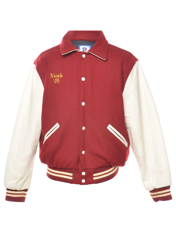 Burgundy & Yellow Rough Riders Varsity Jacket - M