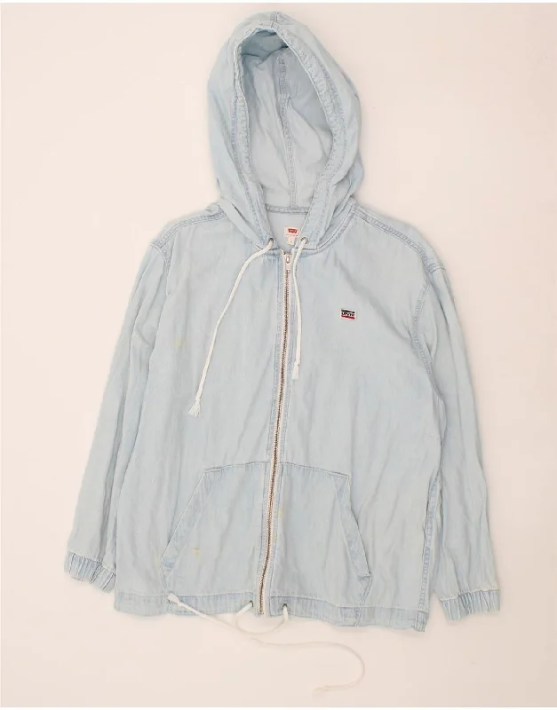 LEVI'S Womens Hooded Denim Jacket UK 14 Medium Blue