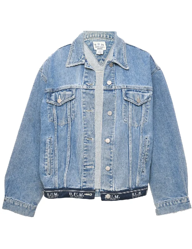 Button Front Denim Jacket - L