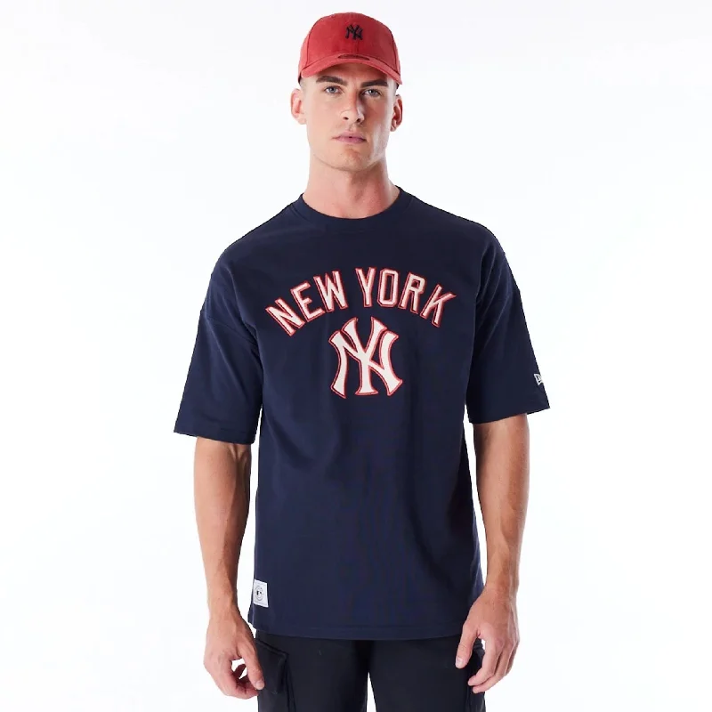 New York Yankees MLB Rib Infill Navy Oversized T-Shirt