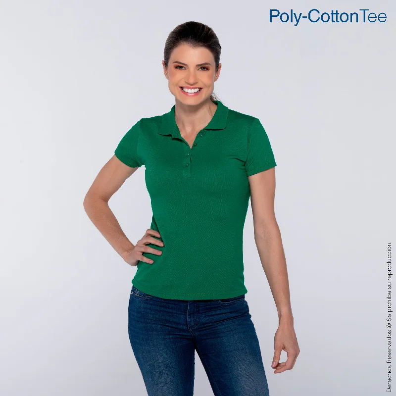 Playera Tipo Polo Piqué con Silueta para Dama · 50% Algodón 50% Poliéster · Color Jade