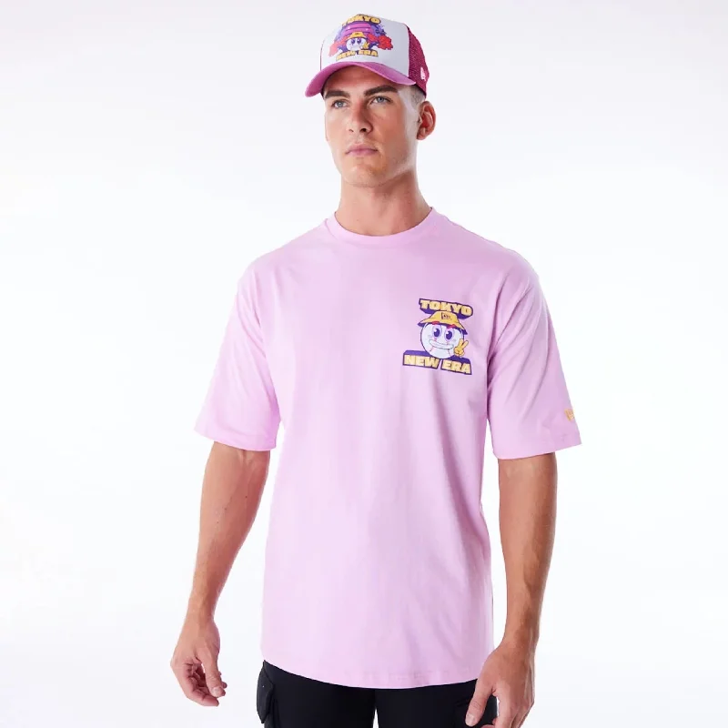 New Era Location Graphic Tokyo Pastel Pink Oversized T-Shirt