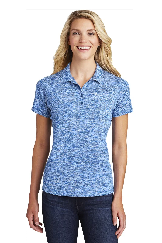 Sport-Tek Womens Electric Heather Moisture Wicking Short Sleeve Polo Shirt - True Royal Blue Electric