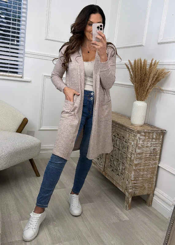 Montana Taupe Edge To Edge Long Cardigan