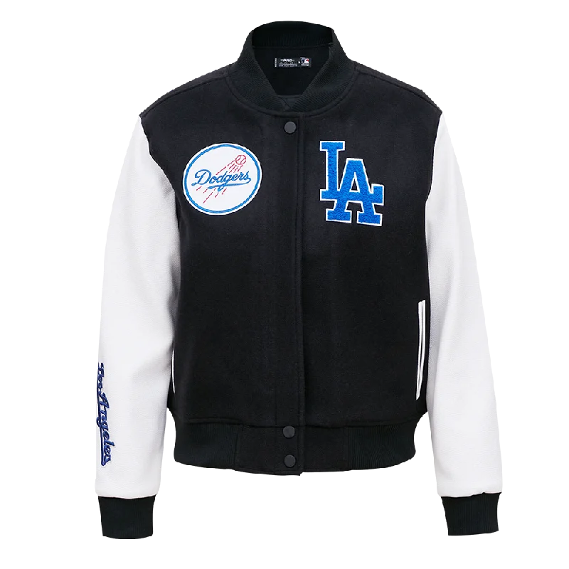 MLB LOS ANGELES DODGERS CLASSIC WOOL WOMEN'S VARSITY JACKET (BLACK/WHITE)