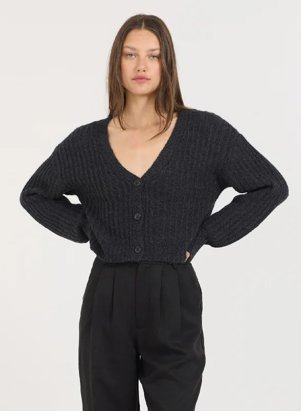 Polly Cashmere Cardigan - Charcoal