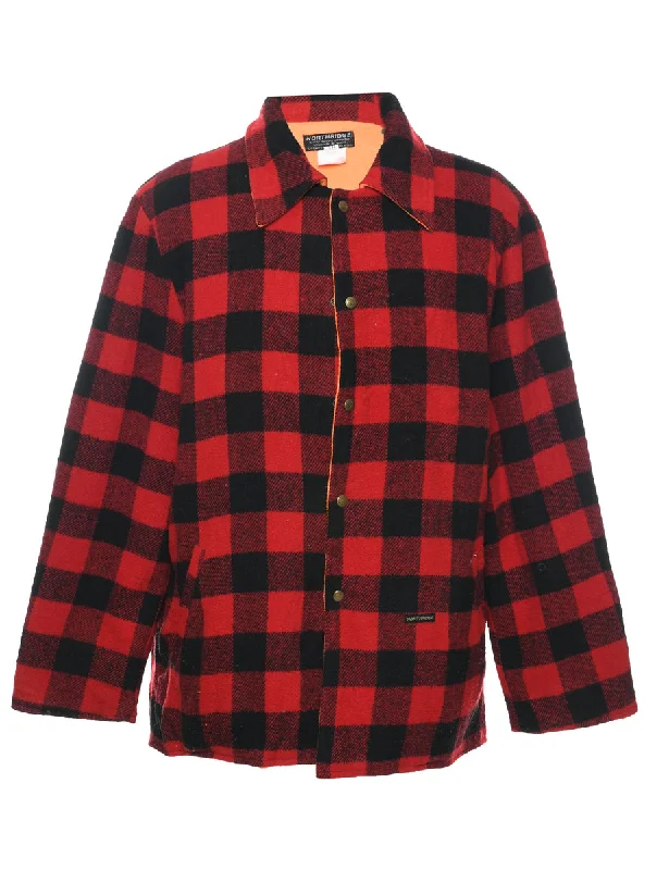 Buffalo Check Wool Coat - XL