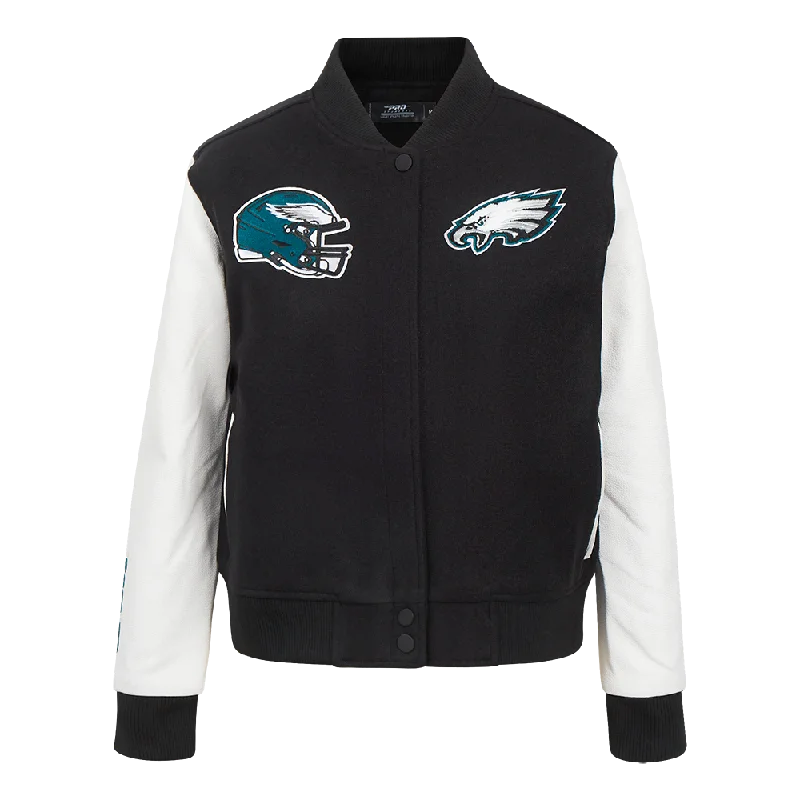 NFL PHILADELPHIA EAGLES CLASSIC WOMEN'S WOOL VARSITY JACKET (BLACK/WHITE)