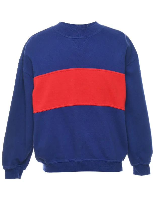 Blue & Red Colour Block Sweatshirt - S