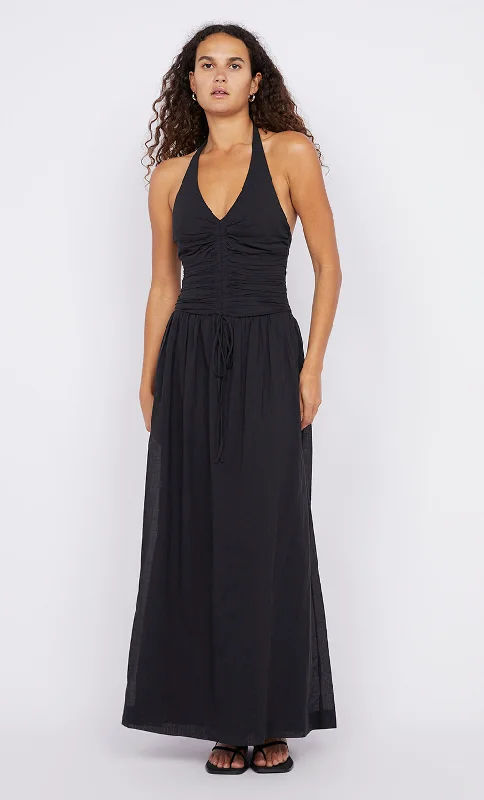 FRANCA HALTER DRESS - BLACK