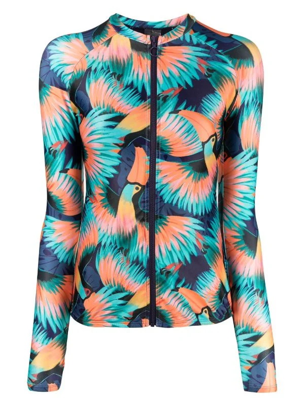 LONG SLEEVE ZIP RASH TOP | TROPICAL