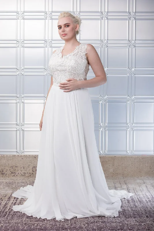 Lace & Chiffon Wedding Gown - #V1130