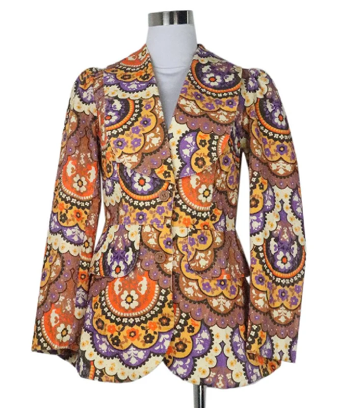 Manoush Orange & Purple Corduroy Blazer sz 4