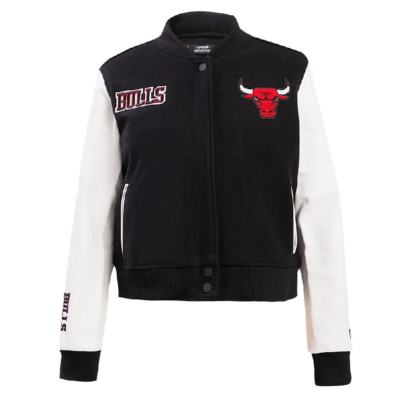 NBA CHICAGO BULLS CLASSIC WOOL WOMEN'S VARSITY JACKET (BLACK/WHITE)