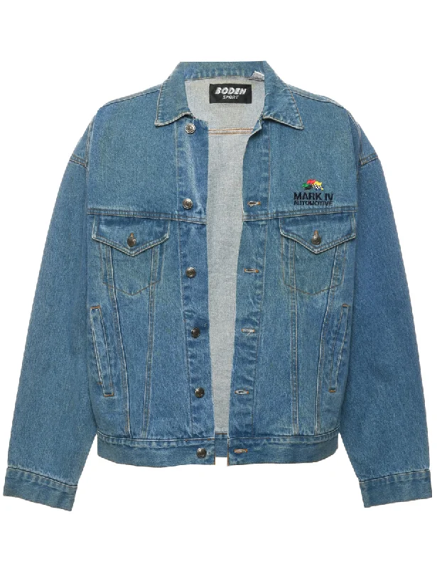 Button Front Denim Jacket - L