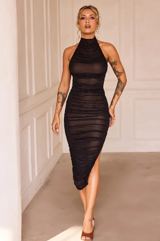 Caught In One Moment Midi Dress - Black