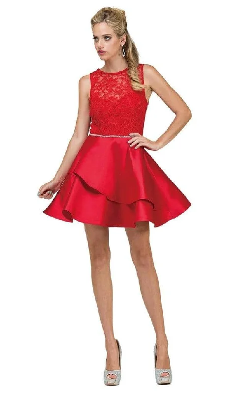 Dancing Queen - Lace Layered A-Line Cocktail Dress 2011 - 1 pc Red in Size XL Available