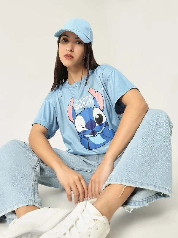 Women Graphic Blue T Shirt