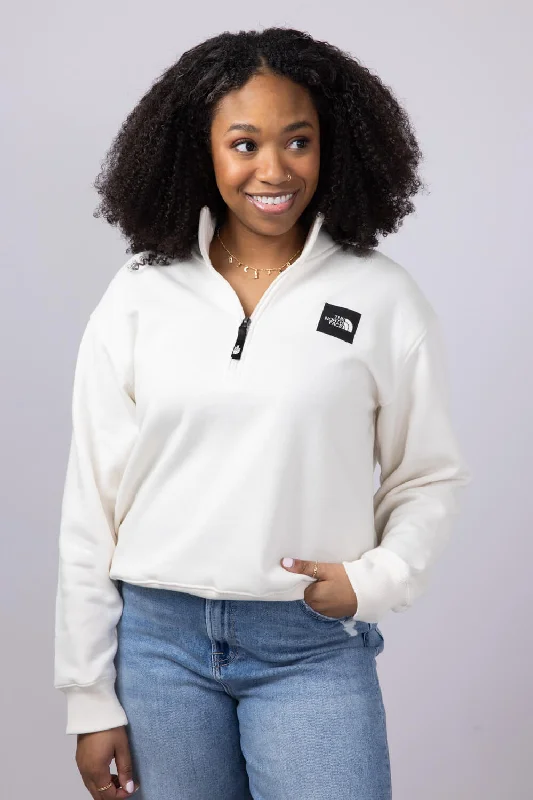 The North Face Box Half Dome Quarter Zip for Women in White Dune | NF0A8B7V-QLI