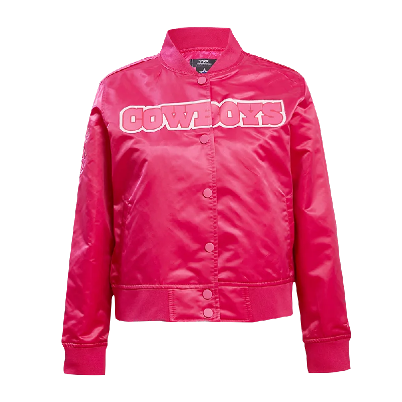 NFL DALLAS COWBOYS TRIPLE PINK WOMEN'S SATIN JACKET (BEETROOT PURPLE)