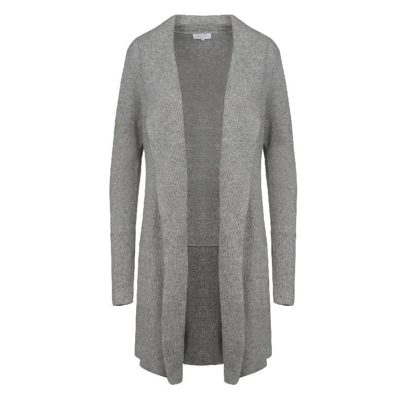 Long Cashmere Cardigan in Silver Grey