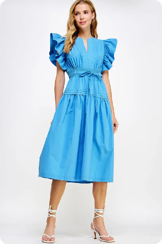 Marie Flutter Sleeve Midi Dress