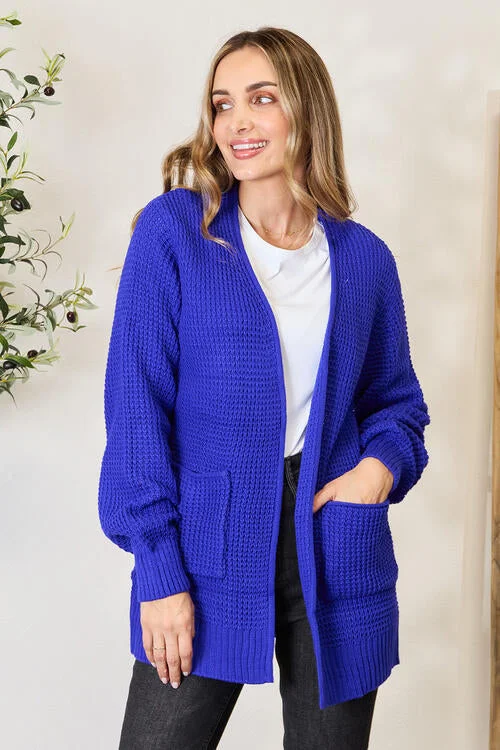 Bellamy Waffle-Knit Open Front Cardigan