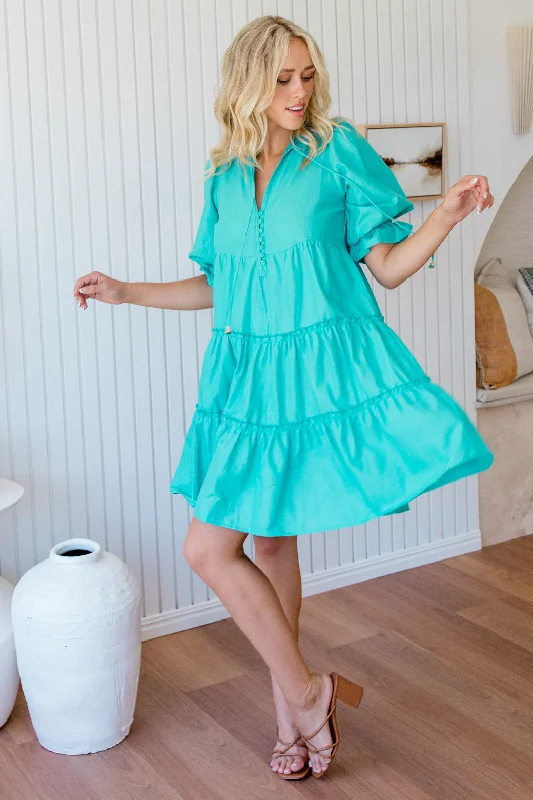 Final Sale | Collins Dress Aqua