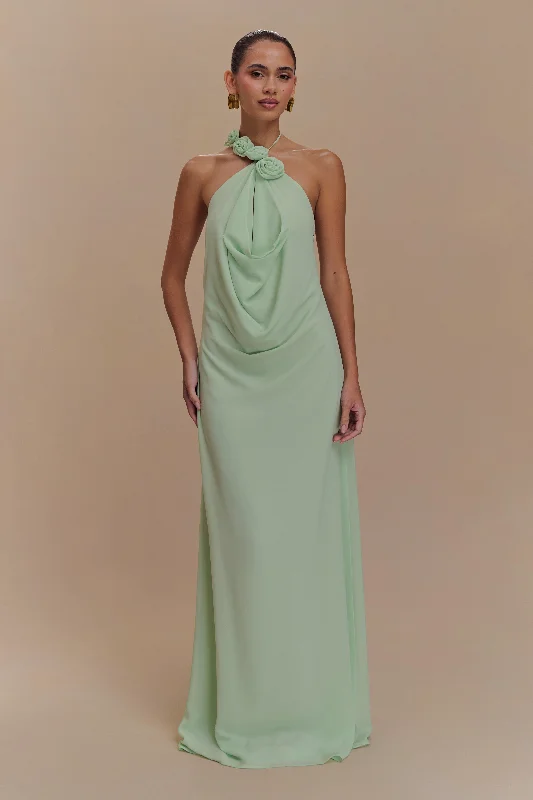 Rosalia Cowl Neck Maxi Dress - Sage