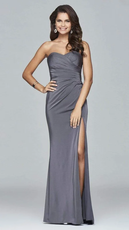 Faviana - 7891 Satin Sweetheart Evening Dress - 1 Pc Smoke Grey in Size 6 Available