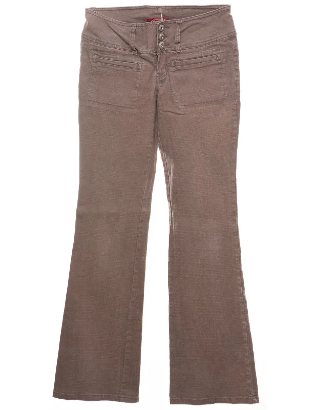 Brown Y2K Low Rise Flared Jeans - W28 L32