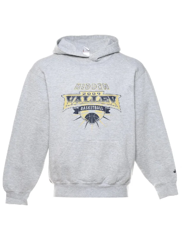 Grey Hidden 2009 Valley Basketball  Printed Hoodie - M