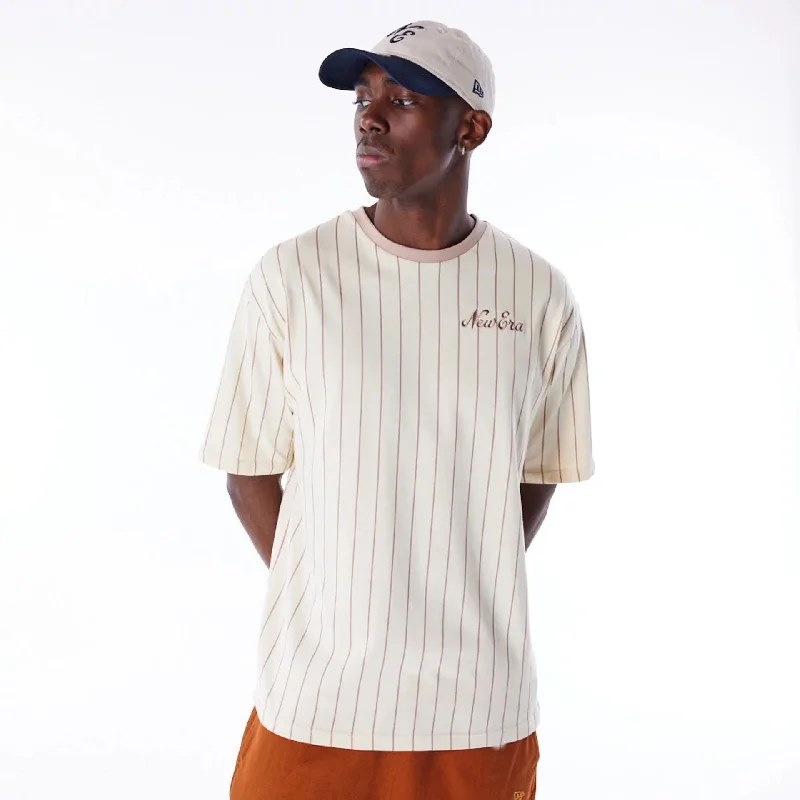 New Era Pinstripe Stone Oversized T-Shirt