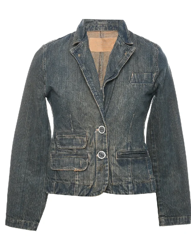 Button Front Denim Jacket - M