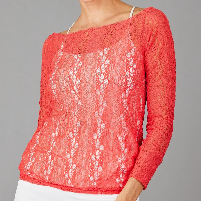 Lace Pullover Top (coral)