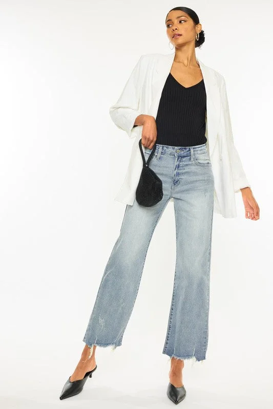 High Rise Slim Wide Leg Jeans in Light Wash