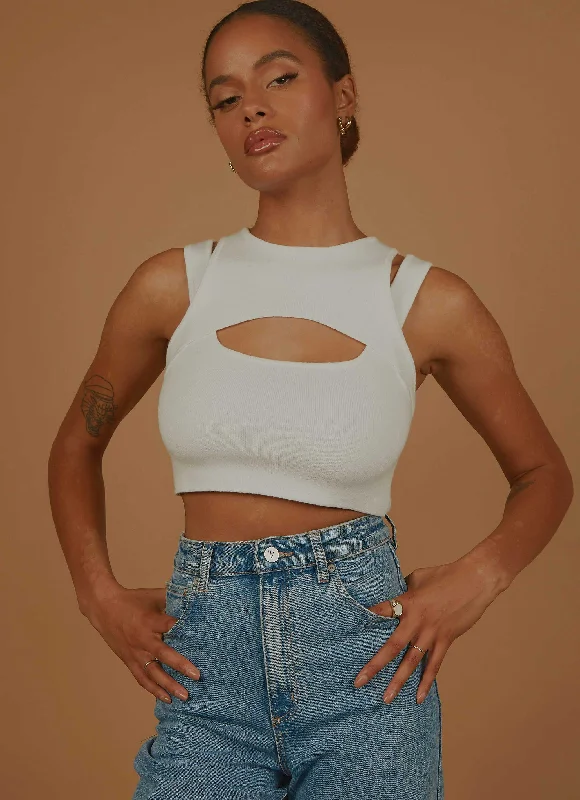 Gigi Girl Knit Crop - White