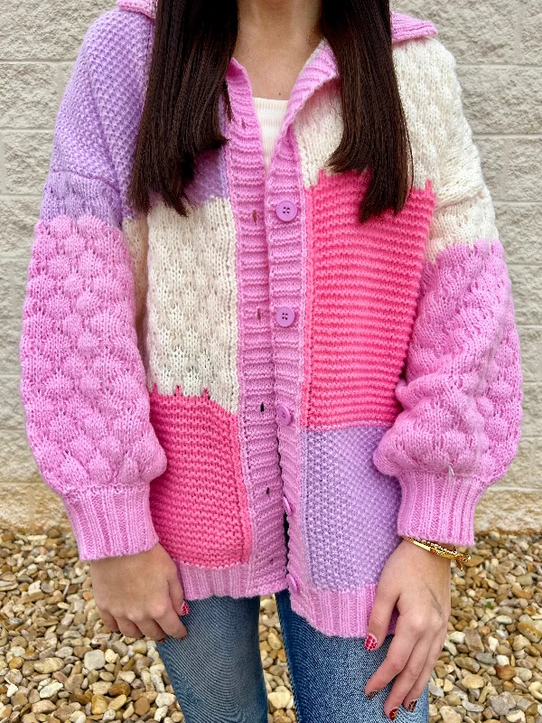 Around The Block Pink Cardigan