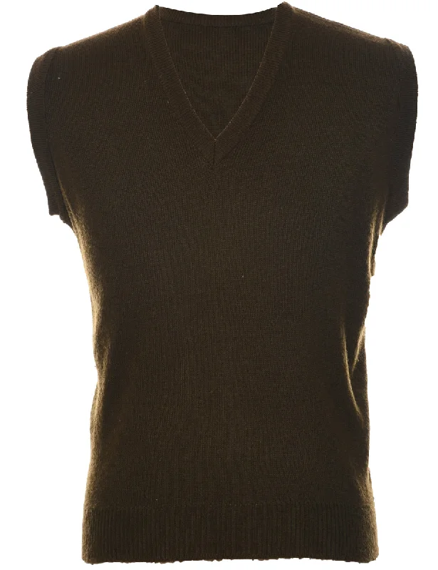 Brown Sweater Vest - M