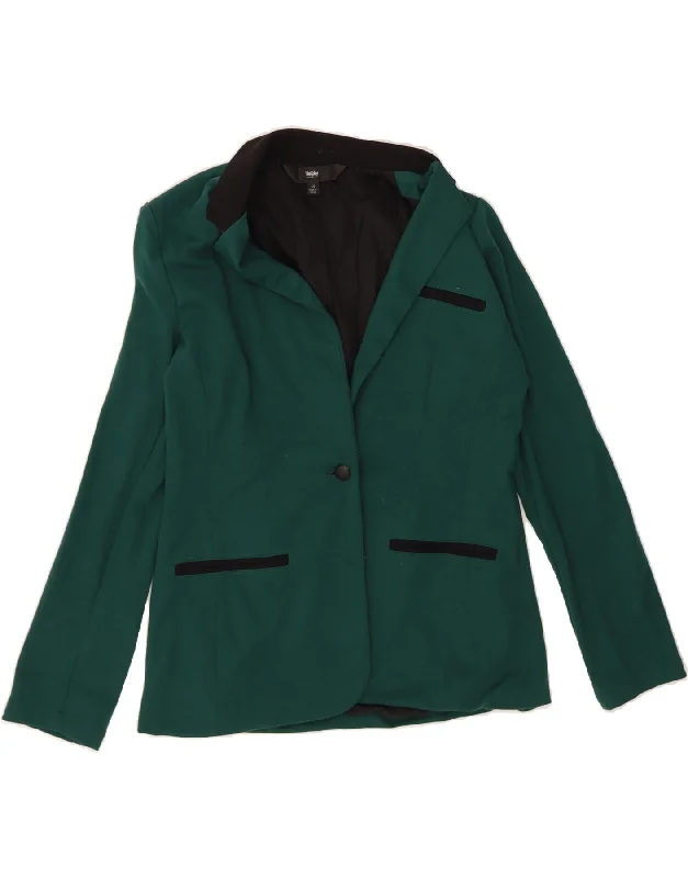 MOSSIMO Womens 1 Button Blazer Jacket UK 14 Large Green Colourblock