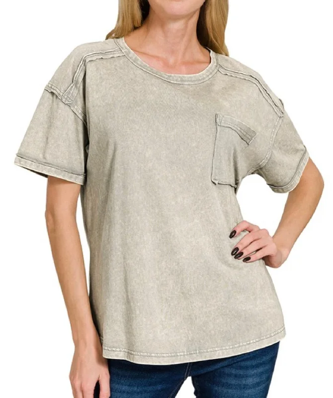 Acid Wash Pocket Tee Sleet Grey Cool Women's Skate