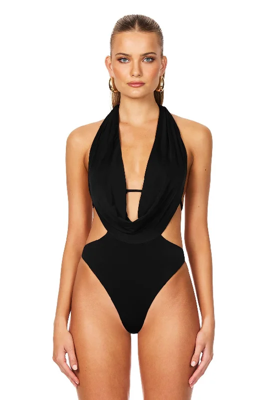 Nookie Olivia Drape Bodysuit - Black Sharp Women's Italian