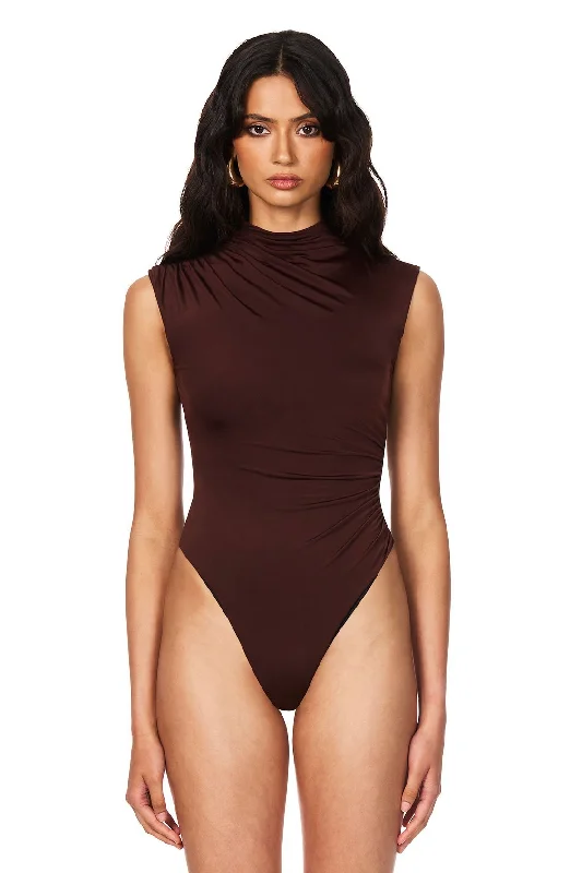 Nookie Olivia High Neck Bodysuit - Cocoa Traditional Women's 